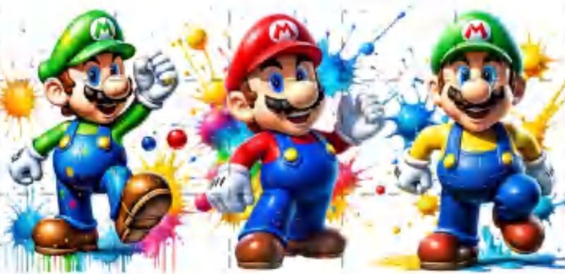 Double Sided Mario &amp; Luigi Colour Splash