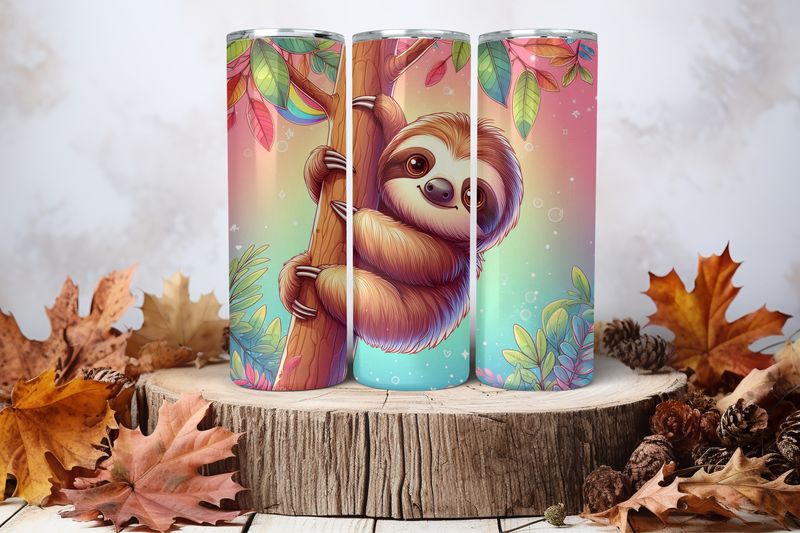 20oz Skinny Sublimation Tumbler Wrap Print - Sloth 2