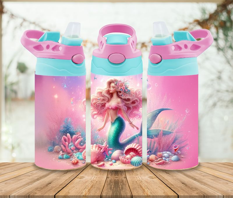 12oz Sublimation Tumbler Wrap Print - Mermaid Pretty In Pink