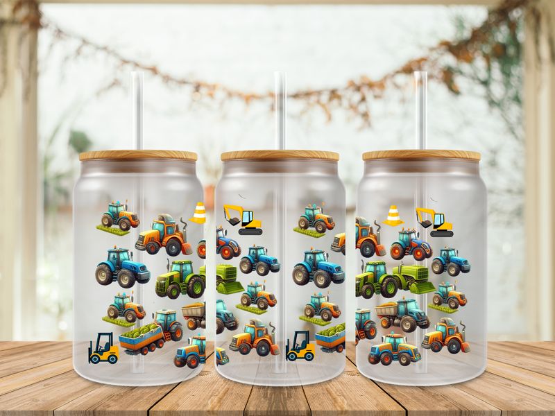 16oz Sublimation Tumbler Wrap Print - Trucks &amp; Tractors