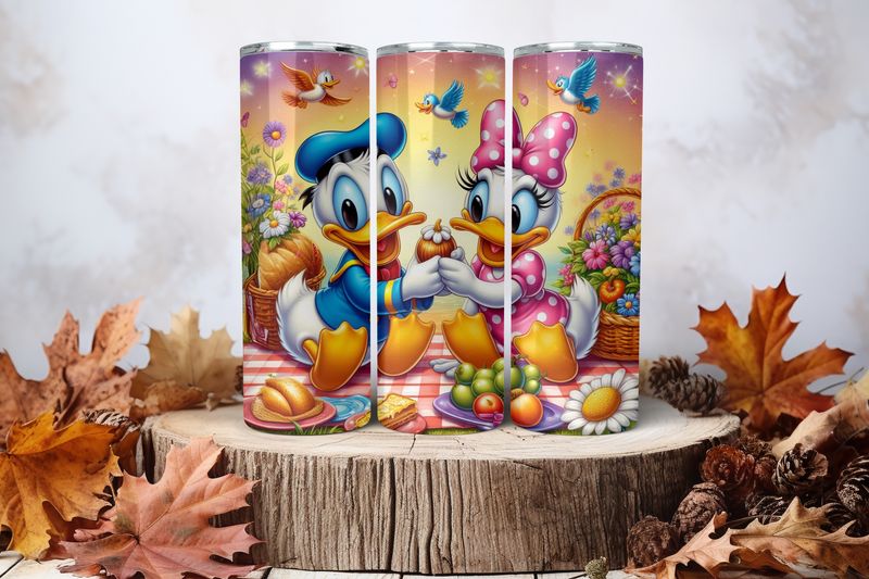20oz Skinny Sublimation Tumbler Wrap Print - Donald &amp; Daisy