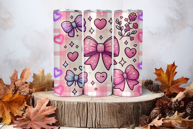 20oz Skinny Sublimation Tumbler Wrap Print - Big Bow
