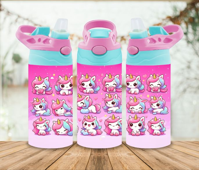 12oz Sublimation Tumbler Wrap Print - Unicorn Pink