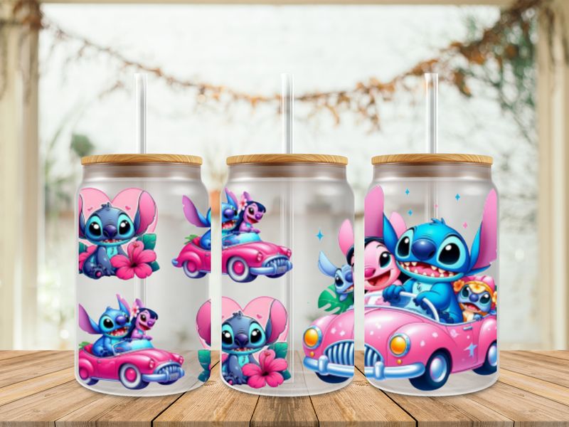 Double Sided Lilo &amp; Stitch Pink Car