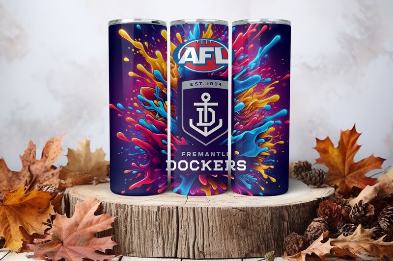 20oz Skinny Sublimation Tumbler Wrap Print - Fremantle Dockers