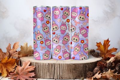 20oz Sublimation Tumbler Wrap Print - Labubu Pink Purple