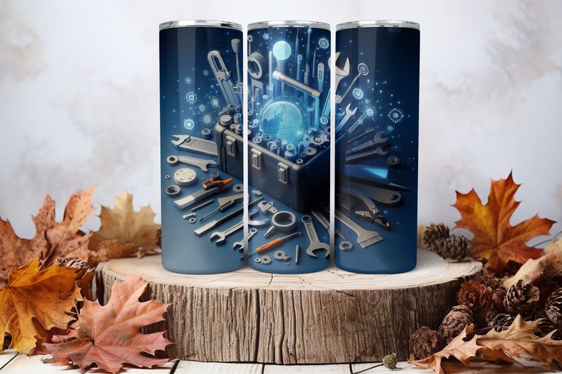 20oz Skinny Sublimation Tumbler Wrap Print - Toolbox