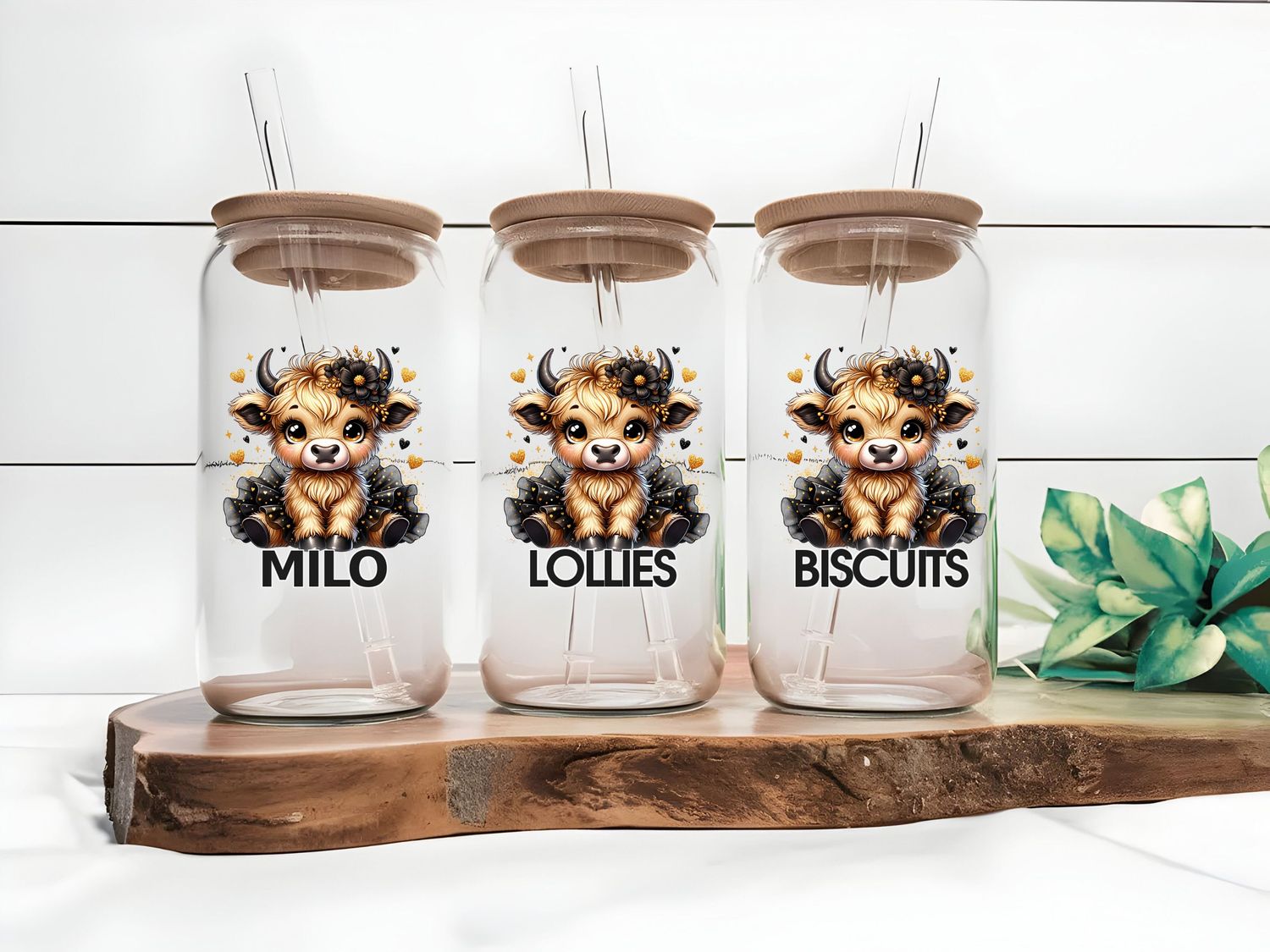 Highland Cow With Black Outfit Milo Lollies Biscuits