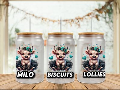 Highland Cow With Green Outfit Milo Biscuits Lollies