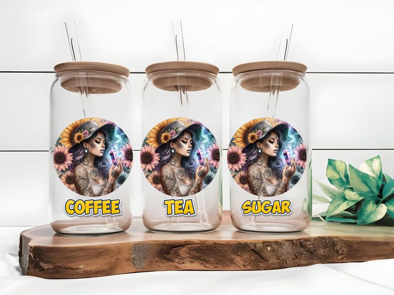 Tattooed Girl With Crystal Coffee Tea Sugar