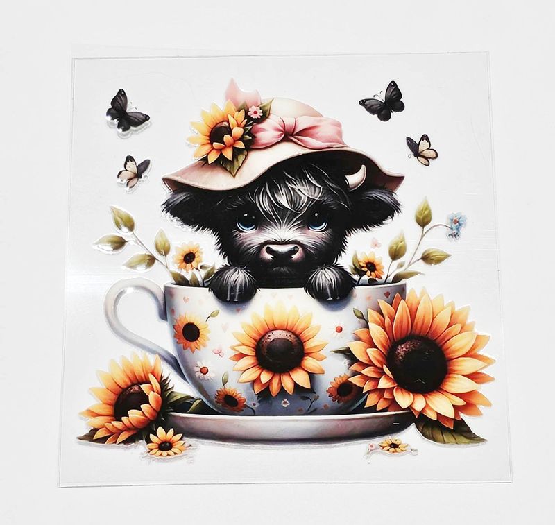 Highland Cow On Cup Decal