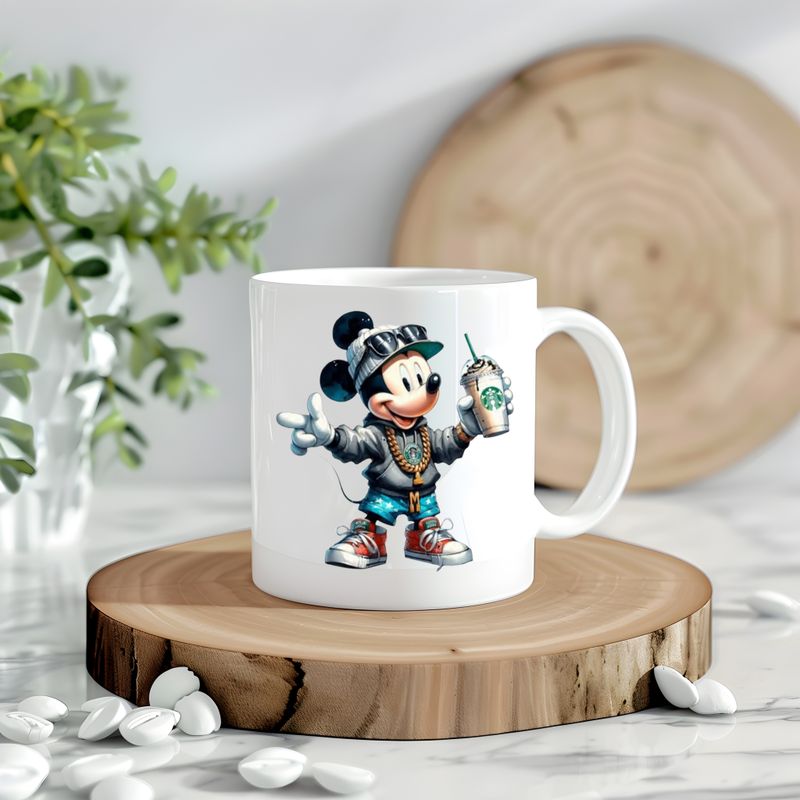 Mickey In White Hat With Starbucks Decal