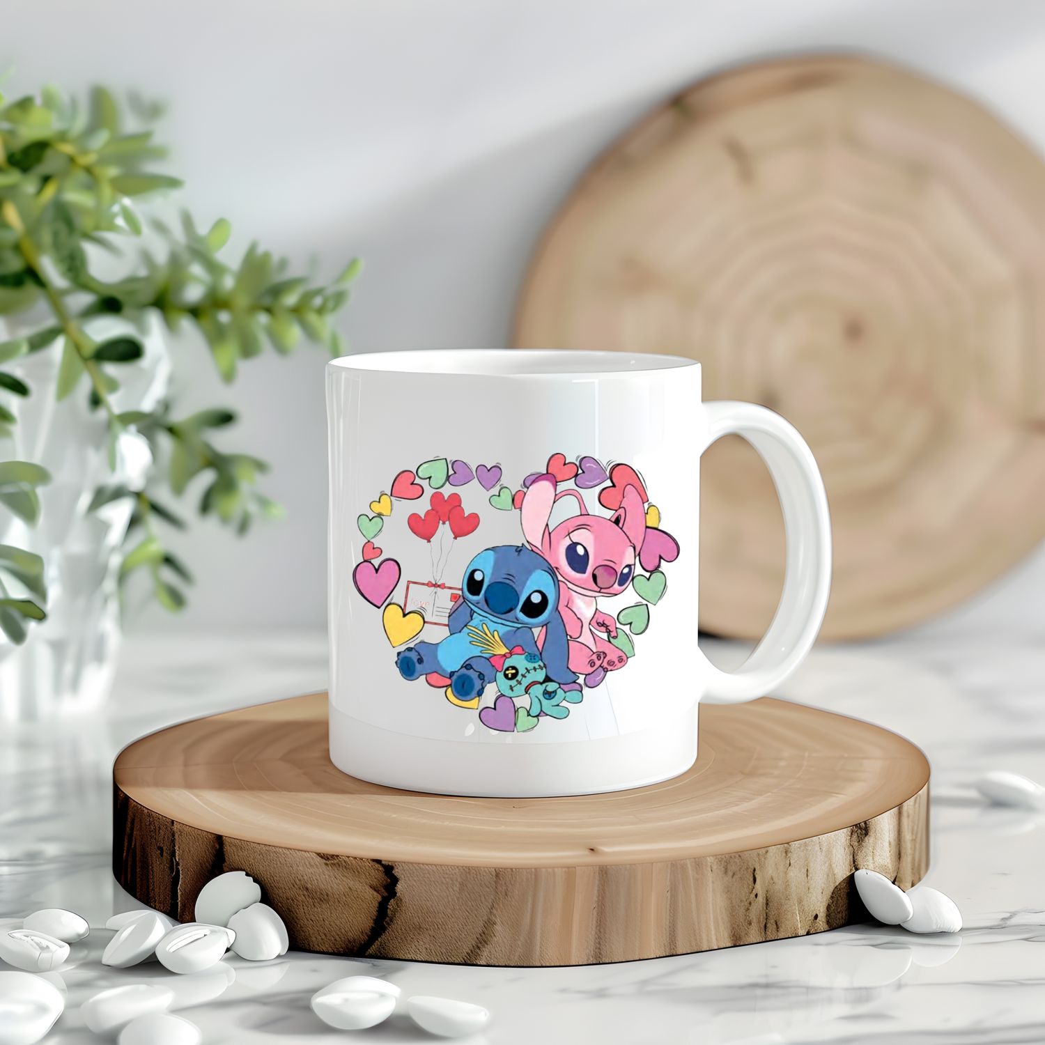 Stitch &amp; Angel Heart Shape Decal