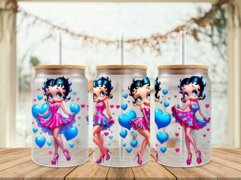 Double Sided Betty Boop With Blue Hearts