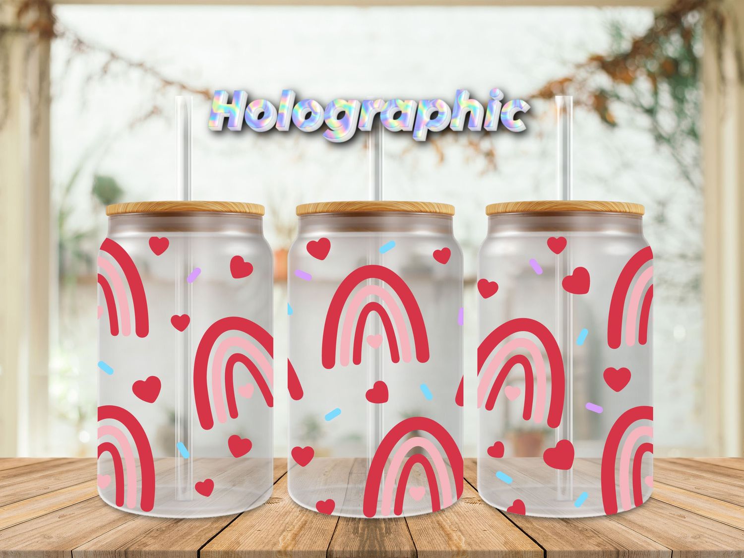 Holographic Rainbows, Hearts, Confetti