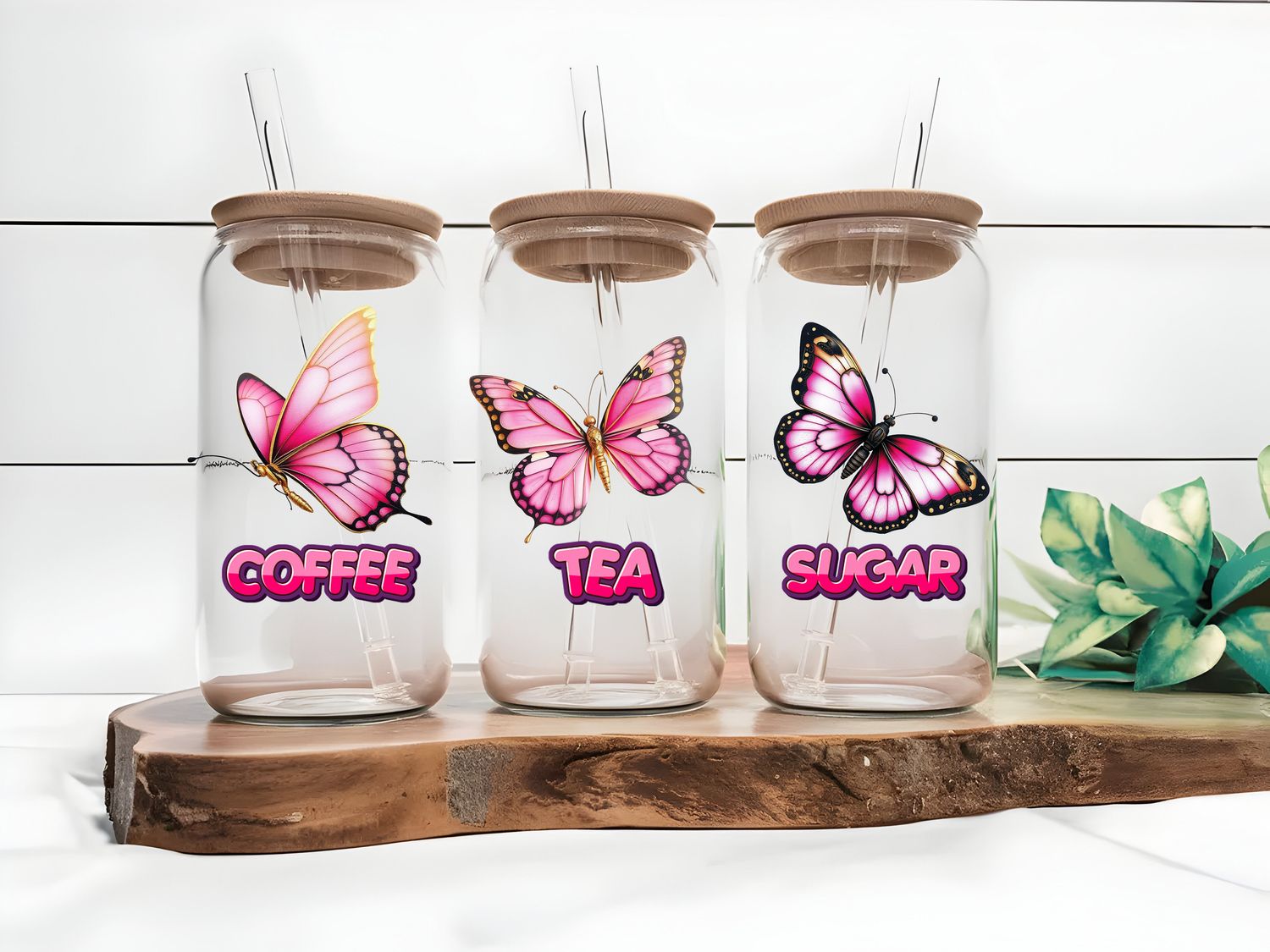 Pink Butterfly Coffee Tea Sugar