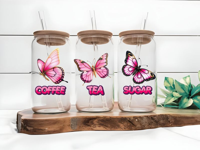 Pink Butterfly Coffee Tea Sugar