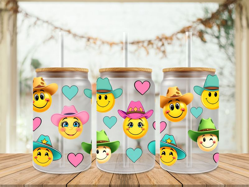 Double Sided Smiley Cowboys With Hearts