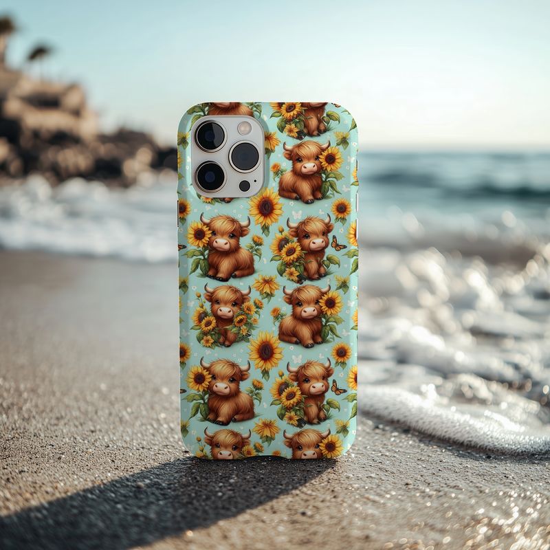 Highland Cow Sunflowers Phone Case