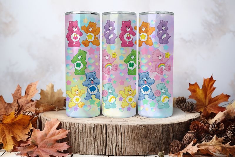 20oz Sublimation Tumbler Wrap Print - Cute Bears Pastel