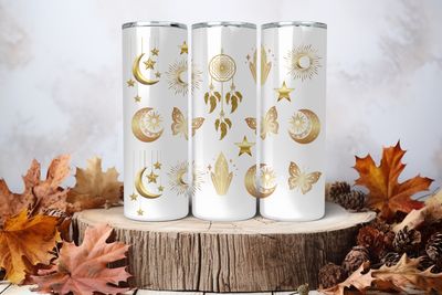 20oz Uv Dtf Wrap - Sun &amp; Moon With Crystals