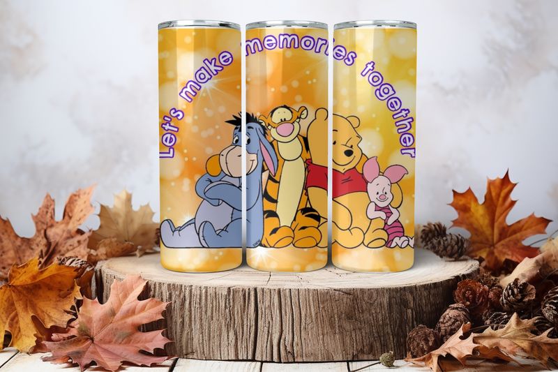 20oz Skinny Sublimation Tumbler Wrap Print - Winnie The Pooh Memories Together
