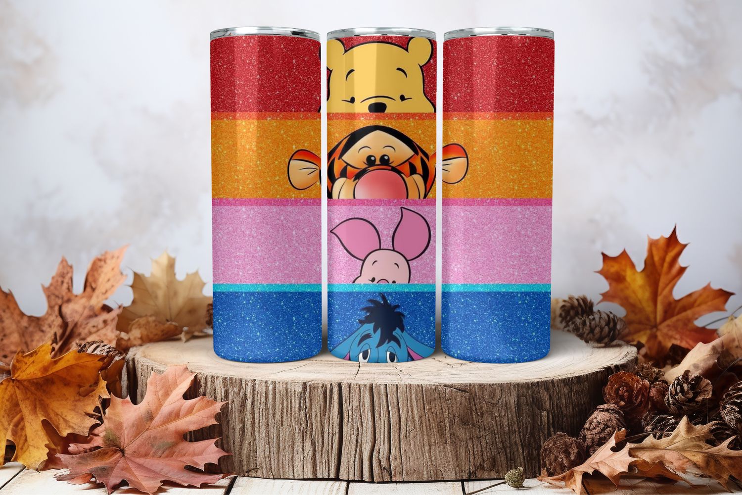 20oz Skinny Sublimation Tumbler Wrap Print - Winnie The Pooh &amp; Friends Eyes