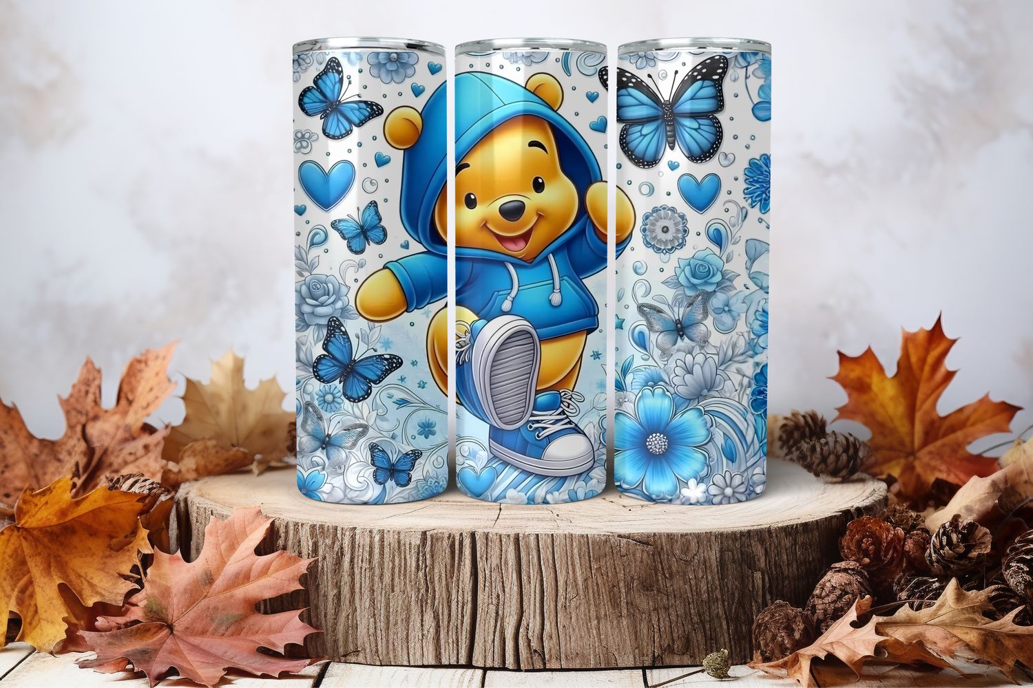 20oz Skinny Sublimation Tumbler Wrap Print - Winnie The Pooh Hoodie