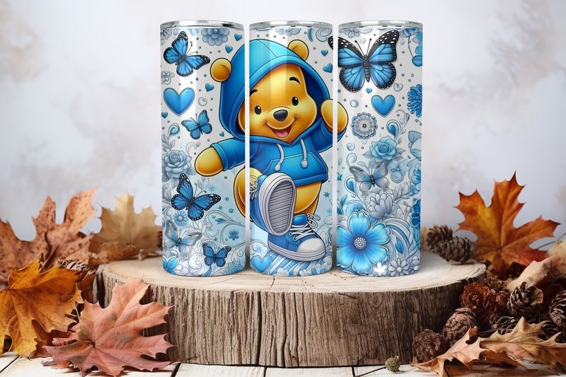 20oz Skinny Sublimation Tumbler Wrap Print - Winnie The Pooh Hoodie