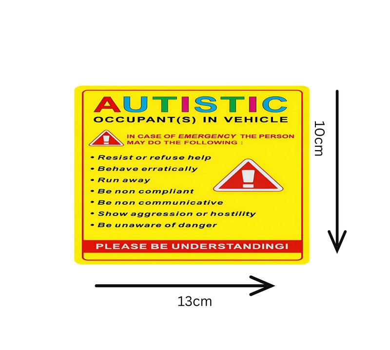 Autistic Occupant In Vehicle Car Stickers