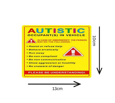 Autistic Occupant In Vehicle Car Stickers