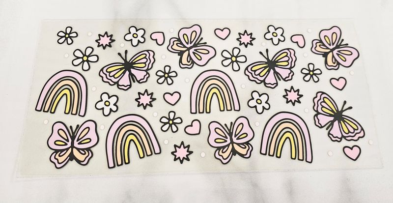 Double Sided Uv Dtf - Rainbow &amp; Butterflies