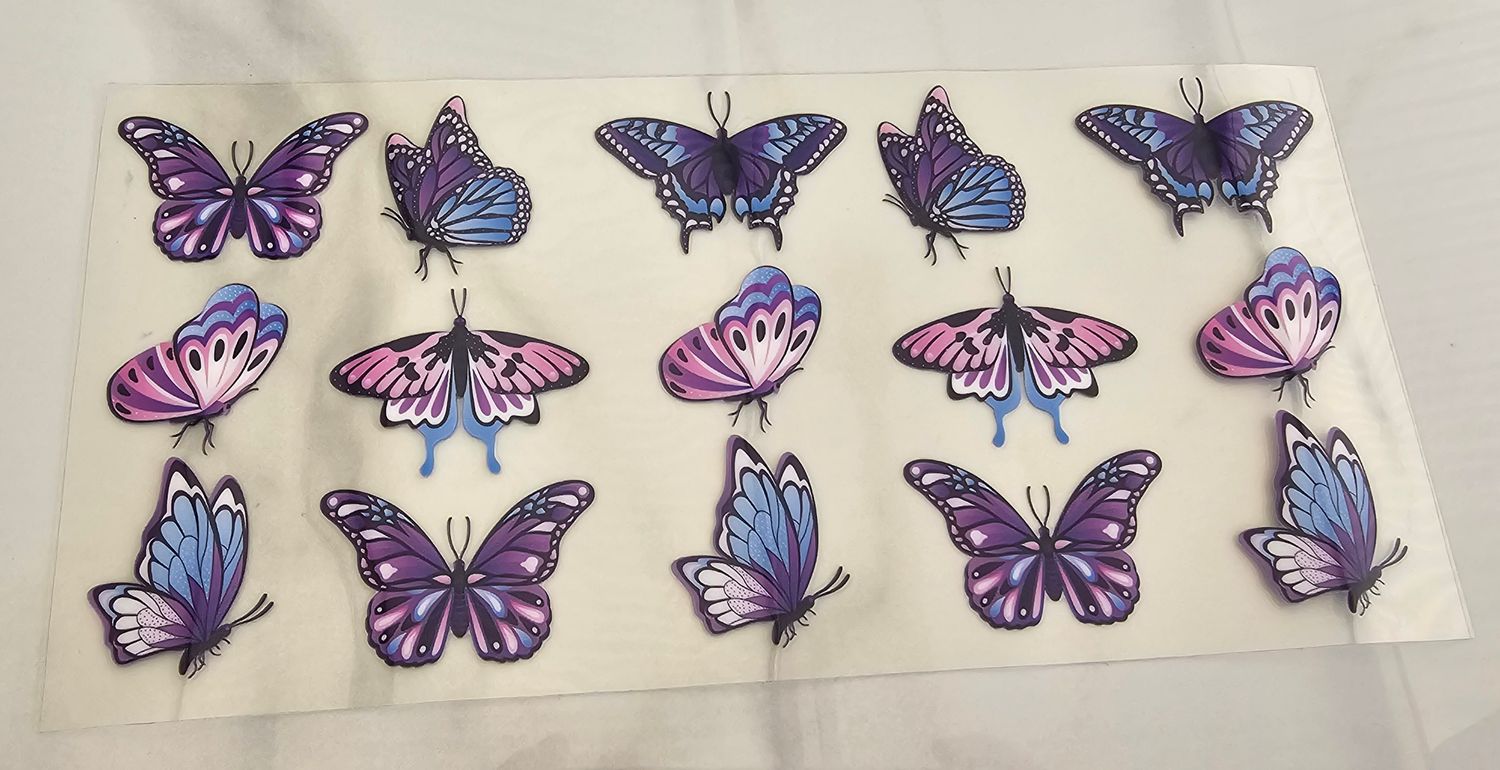 Double Sided Uv Dtf Wrap - Purple Butterflies