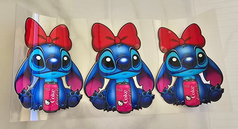 Double Sided Uv Dtf Wrap - Stitch Hello Kitty Coke