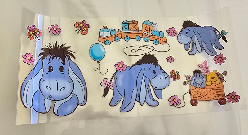 Double Sided Uv Dtf Wrap - Classic Eeyore With Train