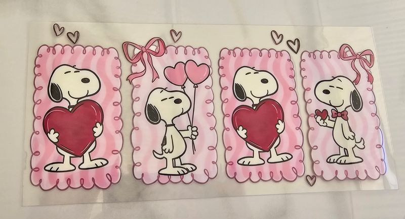Double Sided Uv Dtf Wrap - Snoopy Heart Pink