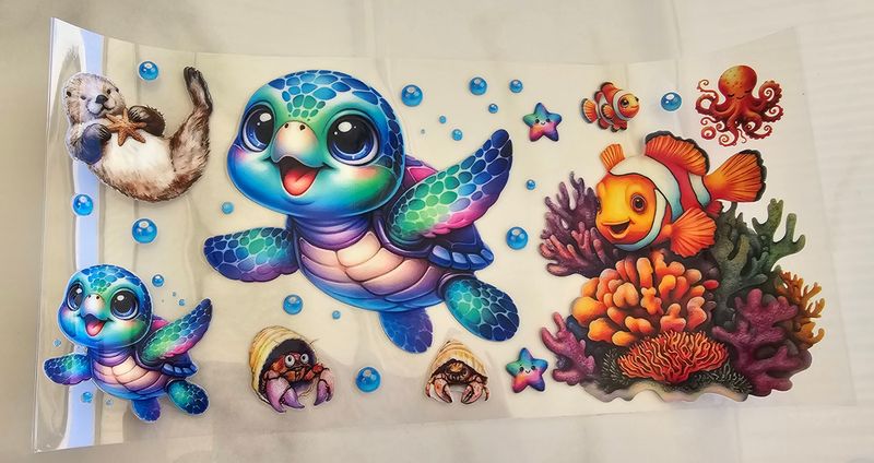 Double Sided Uv Dtf Wrap - Turtle With Nemo