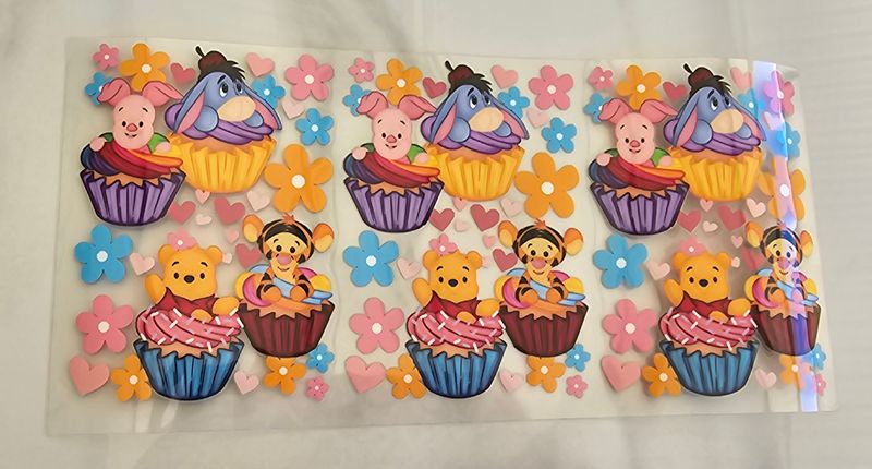 Double Sided Uv Dtf Wrap - Pooh &amp; Friends Cupcake