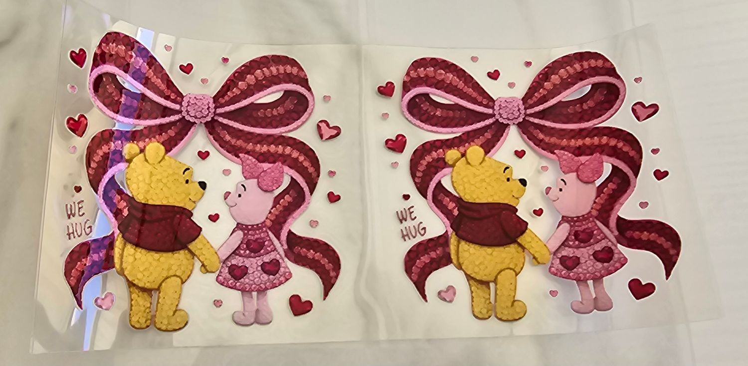 Double Sided Uv Dtf Wrap - Pooh &amp; Piglet Bow