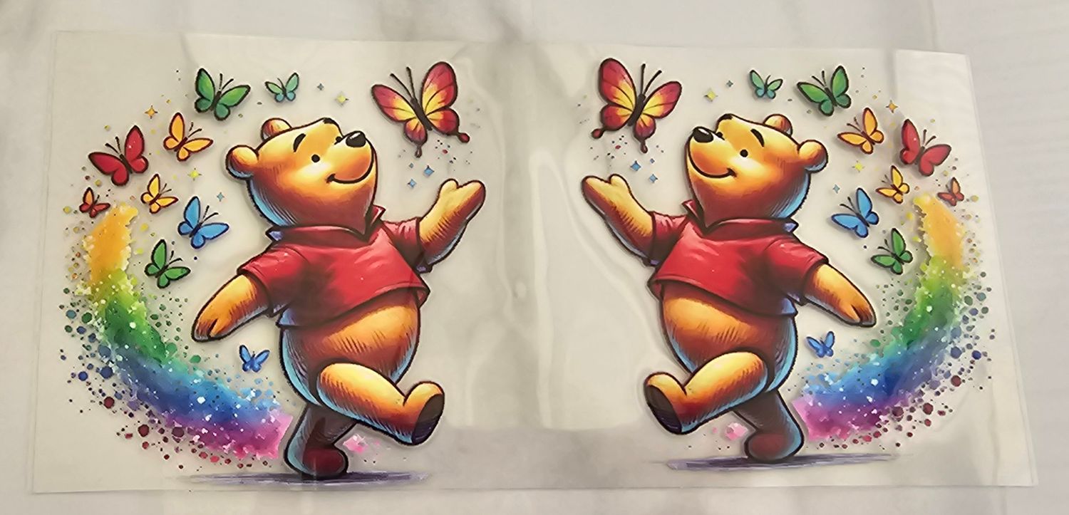 Double Sided Uv Dtf Wrap - Pooh Rainbow Butterflies