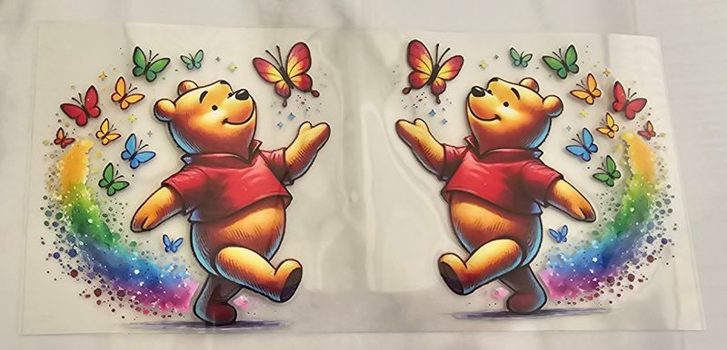 Double Sided Uv Dtf Wrap - Pooh Rainbow Butterflies