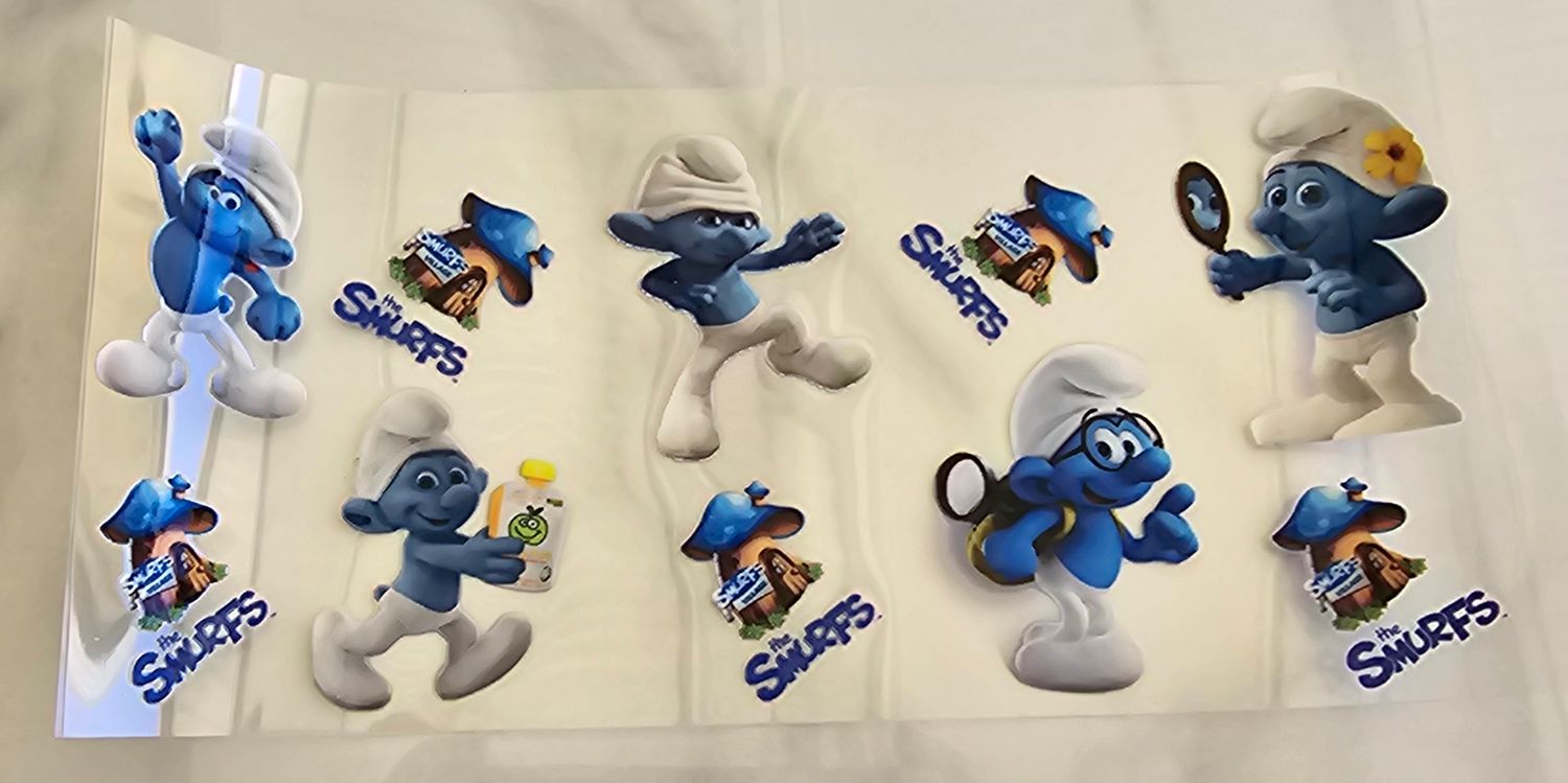 Double Sided Uv Dtf Wrap - Smurfs