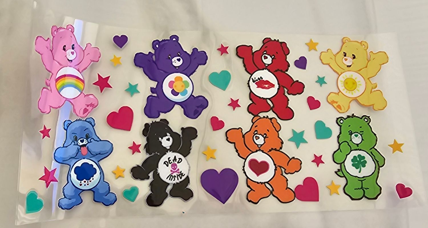 Double Sided Uv Dtf Wrap - Care Bears Hearts &amp; Stars