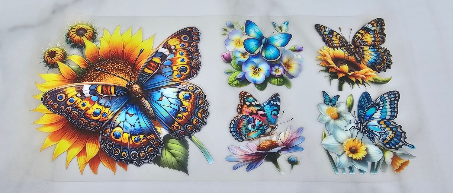 Double Sided Uv Dtf Wrap - Big Blue Butterflies