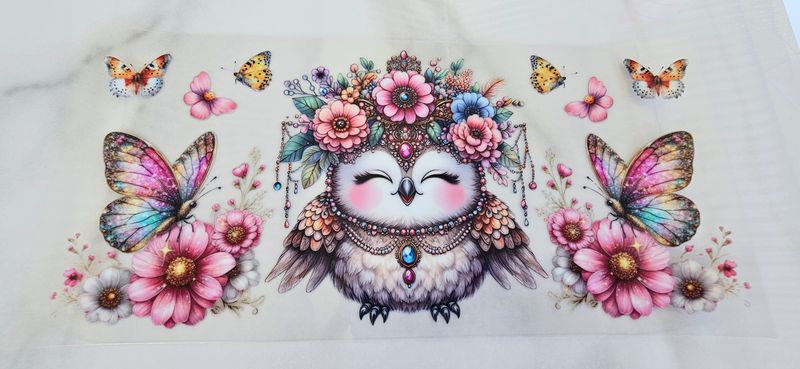 Double Sided Uv Dtf Wrap - Owl &amp; Butterflies