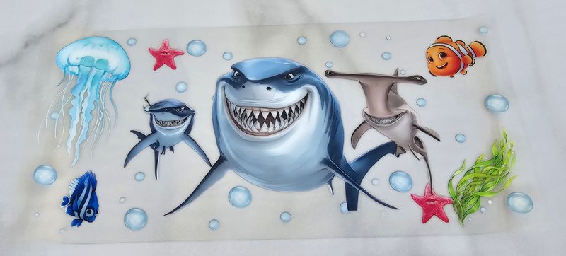 Double Sided Uv Dtf Wrap - Shark &amp; Nemo