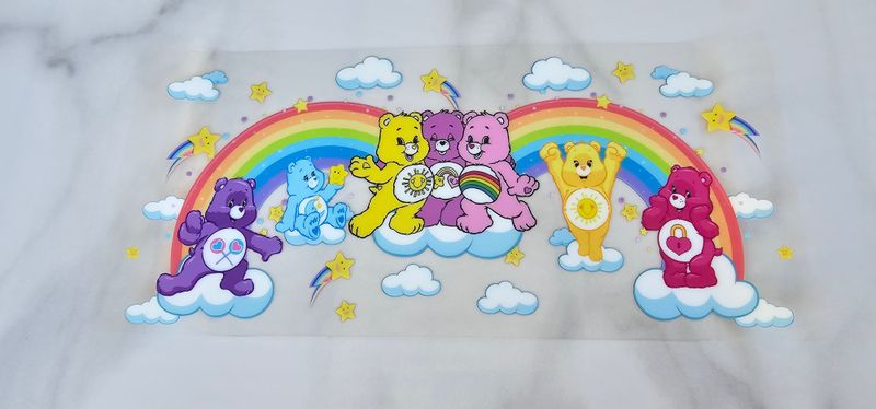Double Sided Uv Dtf Wrap - Care Bears Trio Rainbow
