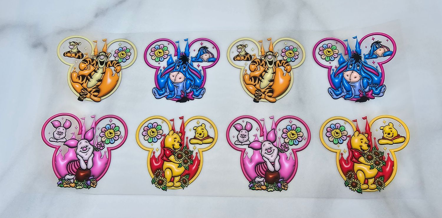 Double Sided Uv Dtf Wrap - Pooh &amp; Friends Mickey Head