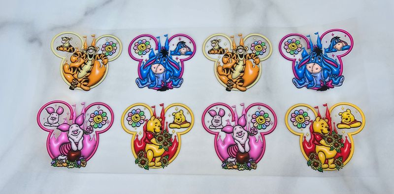 Double Sided Uv Dtf Wrap - Pooh &amp; Friends Mickey Head
