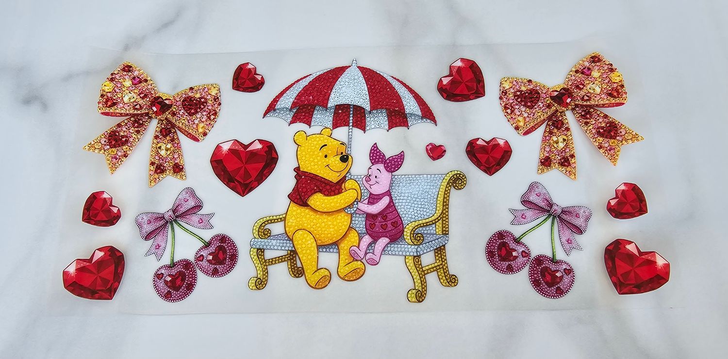 Double Sided Uv Dtf Wrap - Pooh &amp; Piglet Umbrella